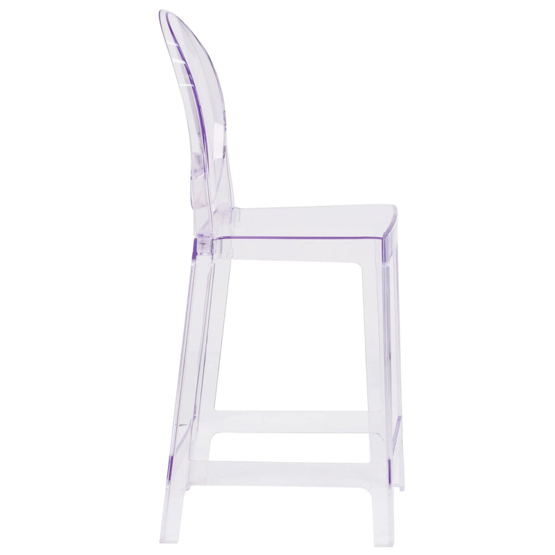 Rudy Ghost Counter Stool with Oval Back, Transparent Crystal iHome Studio