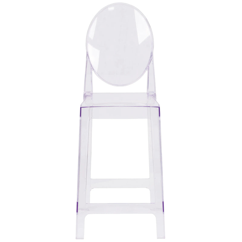 Rudy Ghost Counter Stool with Oval Back, Transparent Crystal iHome Studio