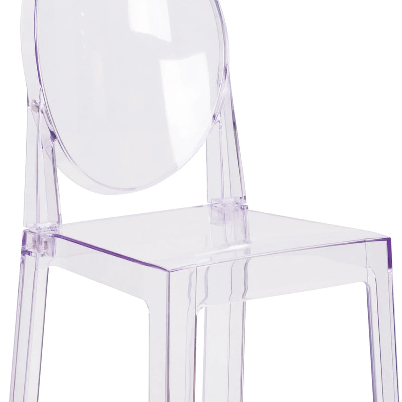 Rudy Ghost Counter Stool with Oval Back, Transparent Crystal iHome Studio