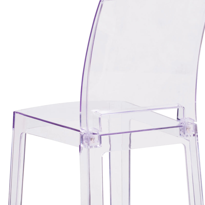 Rudy Ghost Counter Stool with Square Back, Transparent Crystal iHome Studio