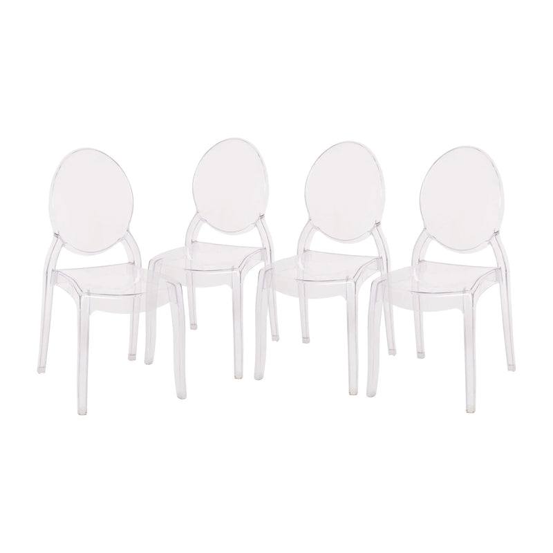 Rudy Set of 4 Transparent Crystal Extra Wide Resin Banquet & Event Ghost Chairs iHome Studio