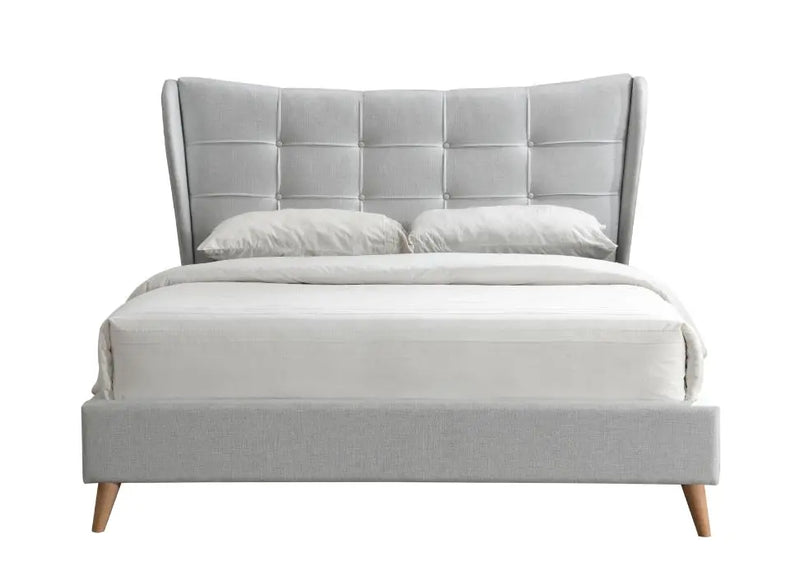 Sarai King Bed, Light Gray Fabric iHome Studio