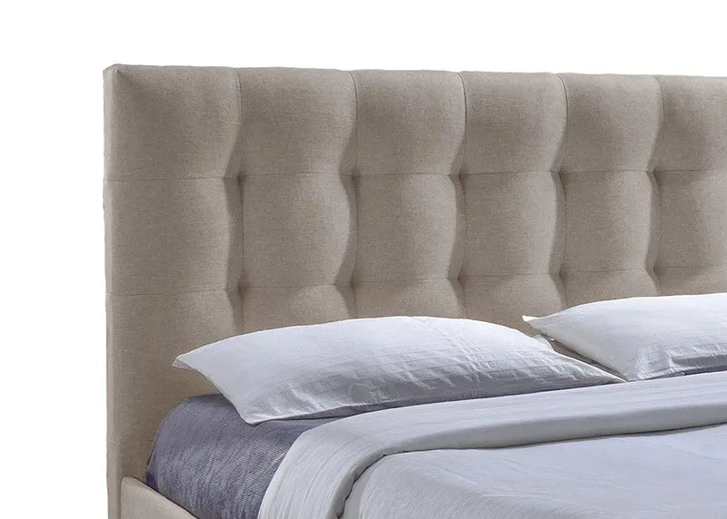 Sarter Grid-Tufted Brown Fabric Platform Bed w/2-Drawer Storage (King) iHome Studio