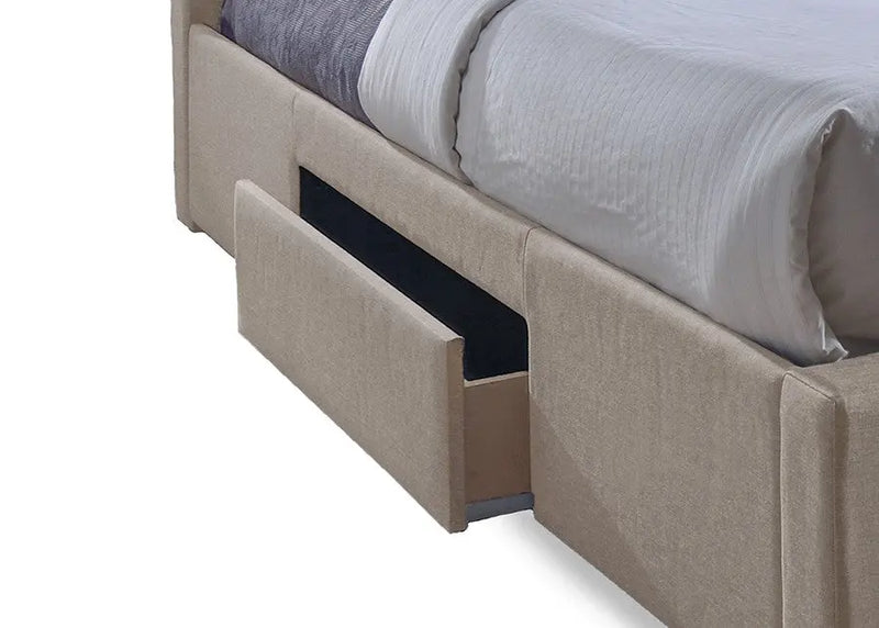 Sarter Grid-Tufted Brown Fabric Platform Bedd w/2-Drawer Storager (Queen) iHome Studio