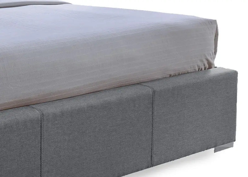 Sarter Grid-Tufted Grey Fabric Platform Bed w/2-Drawer Storage (King) iHome Studio
