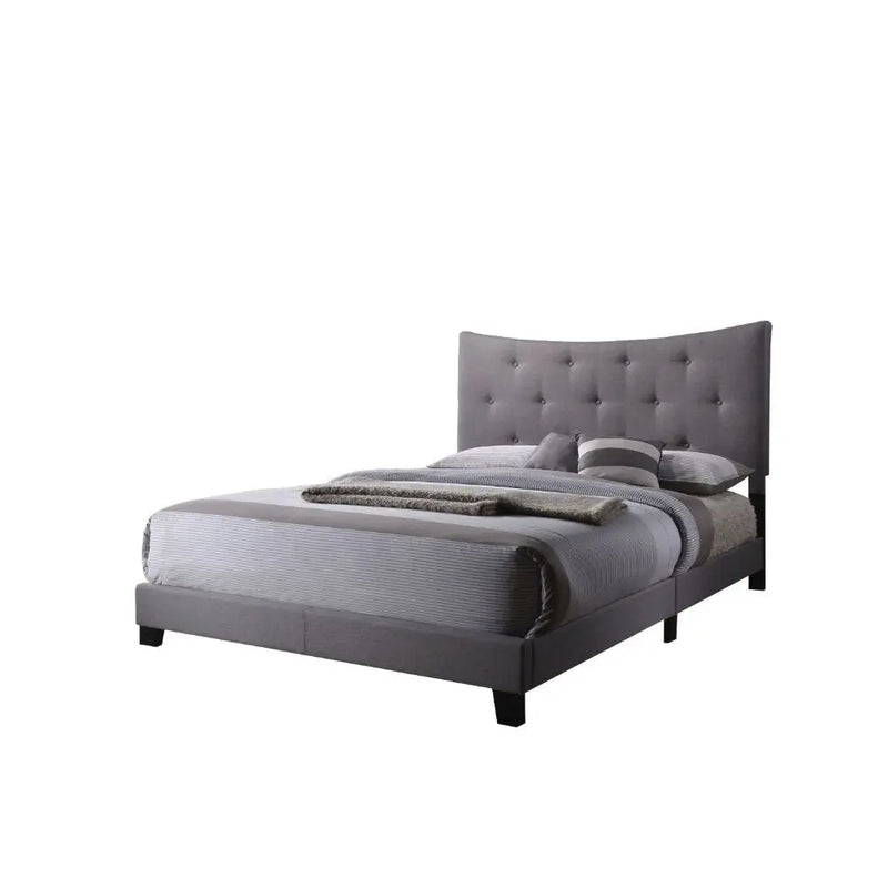 Saul Queen Bed w/Concave Headboard, Gray Fabric iHome Studio