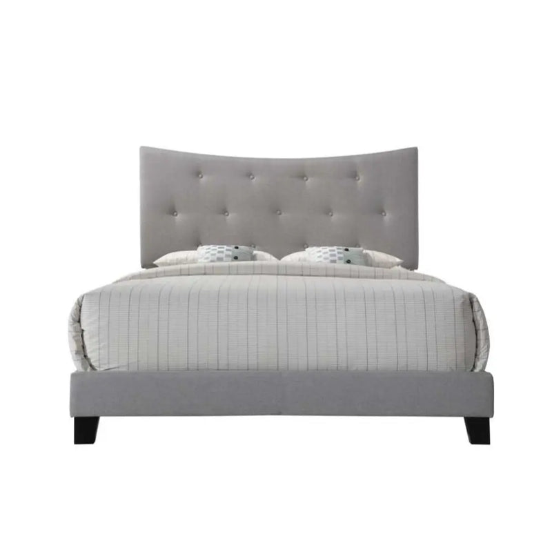 Saul Queen Bed w/Concave Headboard, Gray Fabric iHome Studio