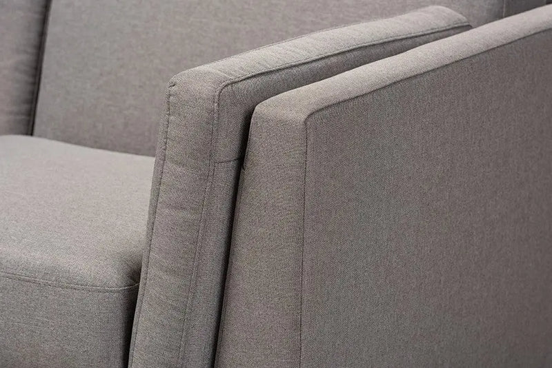 Sava Grey Fabric Upholstered Walnut Wood 2-Seater Loveseat iHome Studio