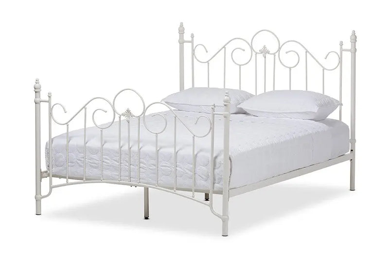 Scarlett White Finished Metal Platform Bed w/Curved Headboard (Full) iHome Studio