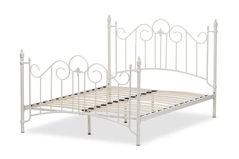 Scarlett White Finished Metal Platform Bed w/Curved Headboard (Full) iHome Studio