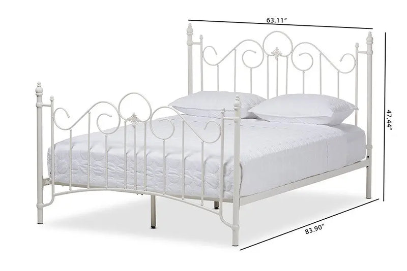 Scarlett White Finished Metal Platform Bed w/Curved Headboard (Full) iHome Studio