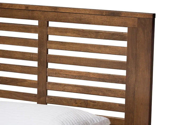 Sedona Brown Finished Wood Platform Bed w/Horizontal Slat Headboard (Twin) iHome Studio