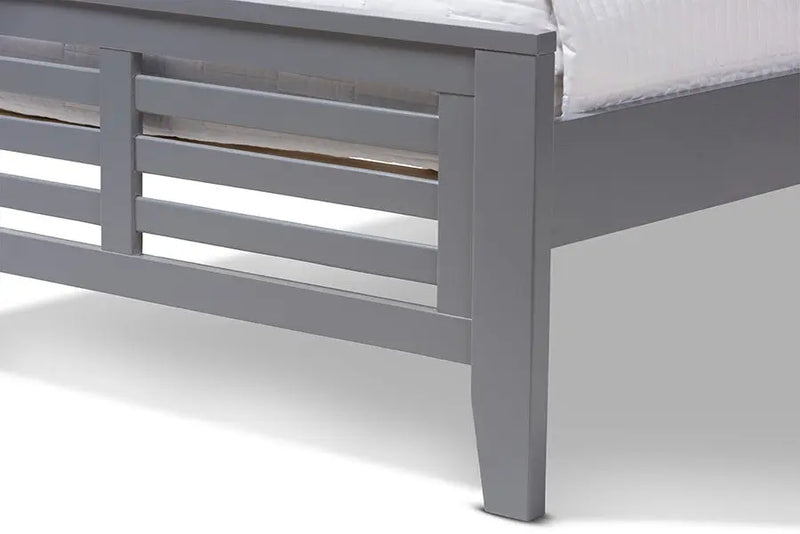 Sedona Grey Finished Wood Platform Bed w/Horizontal Slat Headboard (Twin) iHome Studio