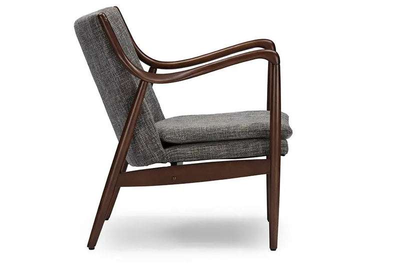 Shakespeare Grey Fabric Upholstered Leisure Accent Chair in Walnut Wood Frame iHome Studio