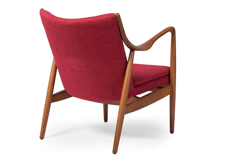 Shakespeare Red Fabric Upholstered Leisure Accent Chair in Pine Brown Wood Frame iHome Studio