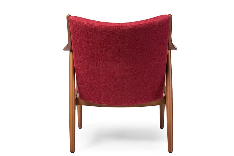 Shakespeare Red Fabric Upholstered Leisure Accent Chair in Pine Brown Wood Frame iHome Studio