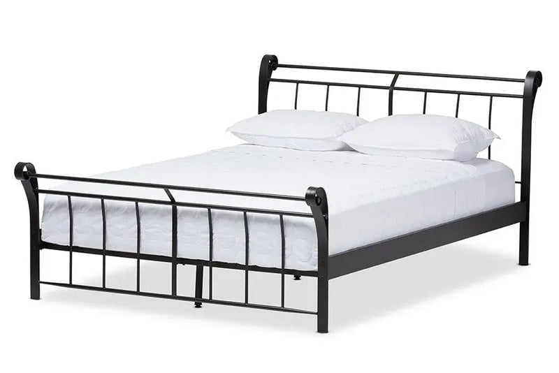 Sienna Black Finished Metal Platform Bed w/Scrolled Headboard (Full) iHome Studio