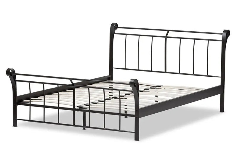 Sienna Black Finished Metal Platform Bed w/Scrolled Headboard (Full) iHome Studio