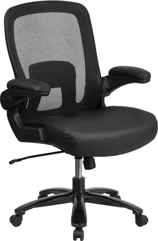 Silkeborg Big & Tall Black Mesh Leather Executive Swivel Chair w/Adj. Lumbar iHome Studio