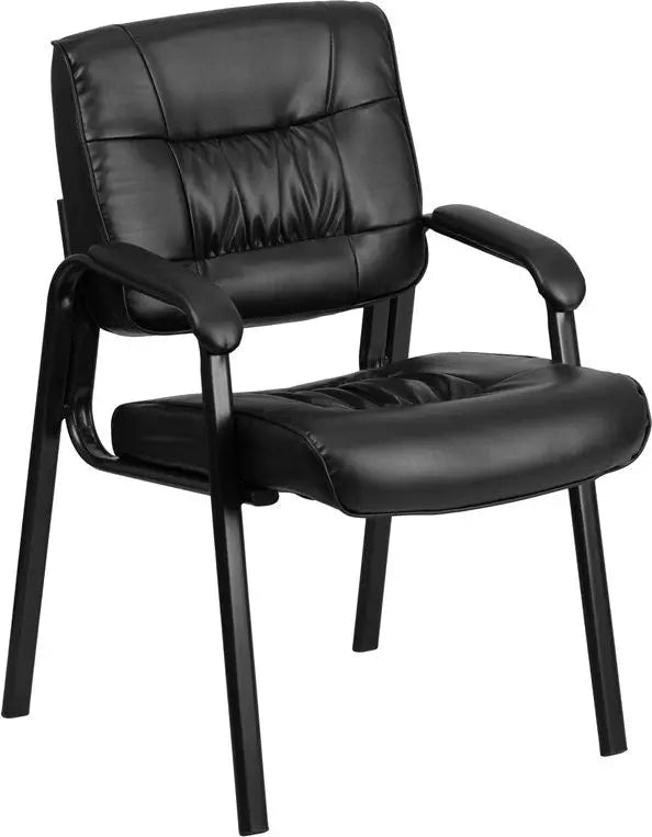 Silkeborg Black Leather Executive Side Reception/Guest Chair w/Black Frame iHome Studio