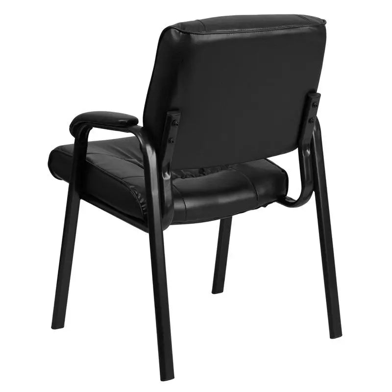 Silkeborg Black Leather Executive Side Reception/Guest Chair w/Black Frame iHome Studio