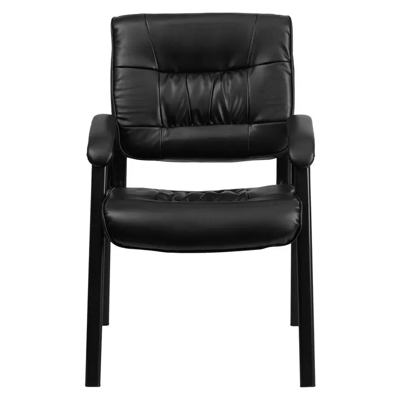 Silkeborg Black Leather Executive Side Reception/Guest Chair w/Black Frame iHome Studio