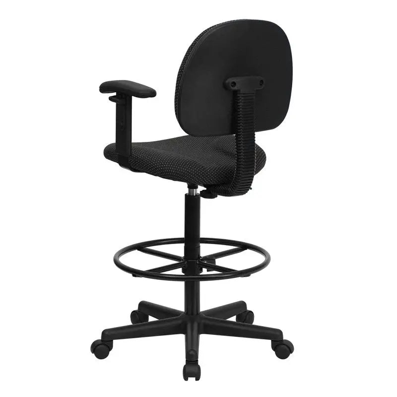 Silkeborg Black Patterned Fabric Professional Drafting Chair w/Adj Arms iHome Studio