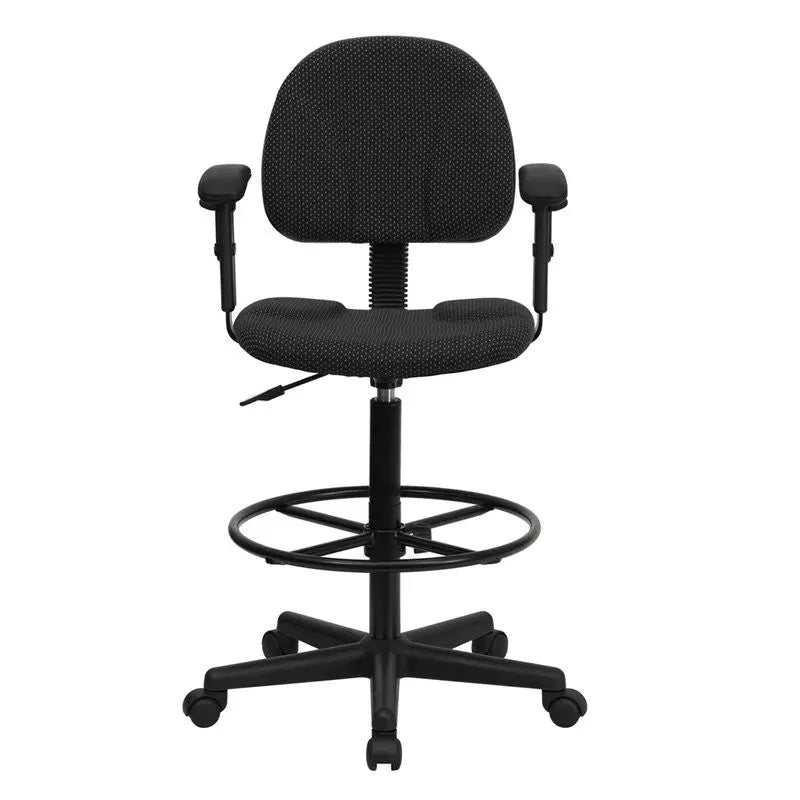 Silkeborg Black Patterned Fabric Professional Drafting Chair w/Adj Arms iHome Studio