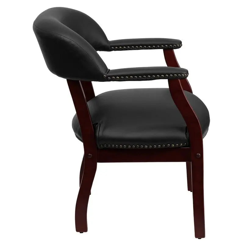 Silkeborg Black Vinyl Luxurious Conference Captain's Chair iHome Studio