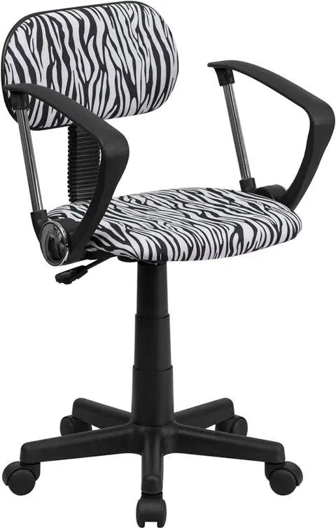 Silkeborg Black & White Zebra Print Swivel Home/Office Task Chair w/Arms iHome Studio