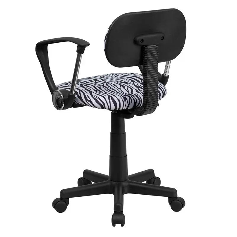 Silkeborg Black & White Zebra Print Swivel Home/Office Task Chair w/Arms iHome Studio