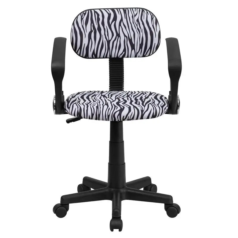 Silkeborg Black & White Zebra Print Swivel Home/Office Task Chair w/Arms iHome Studio