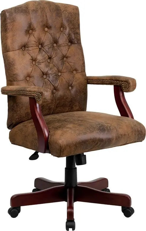 Silkeborg Bomber Brown Classic Executive Swivel Chair w/Arms iHome Studio