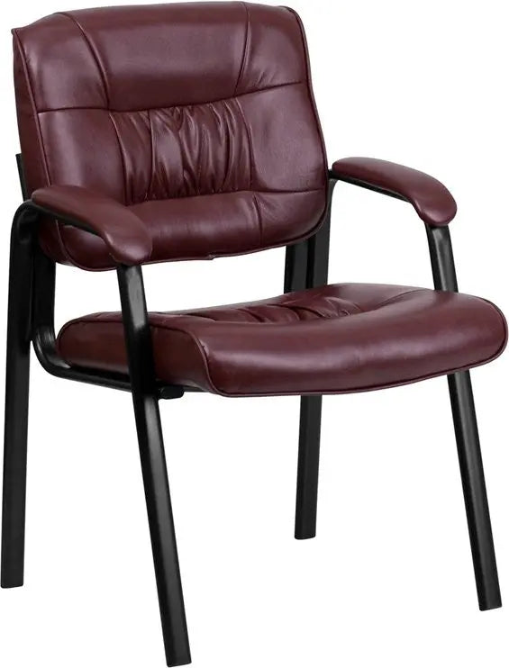 Silkeborg Burgundy Leather Executive Side Reception/Guest Chair w/Black Frame iHome Studio