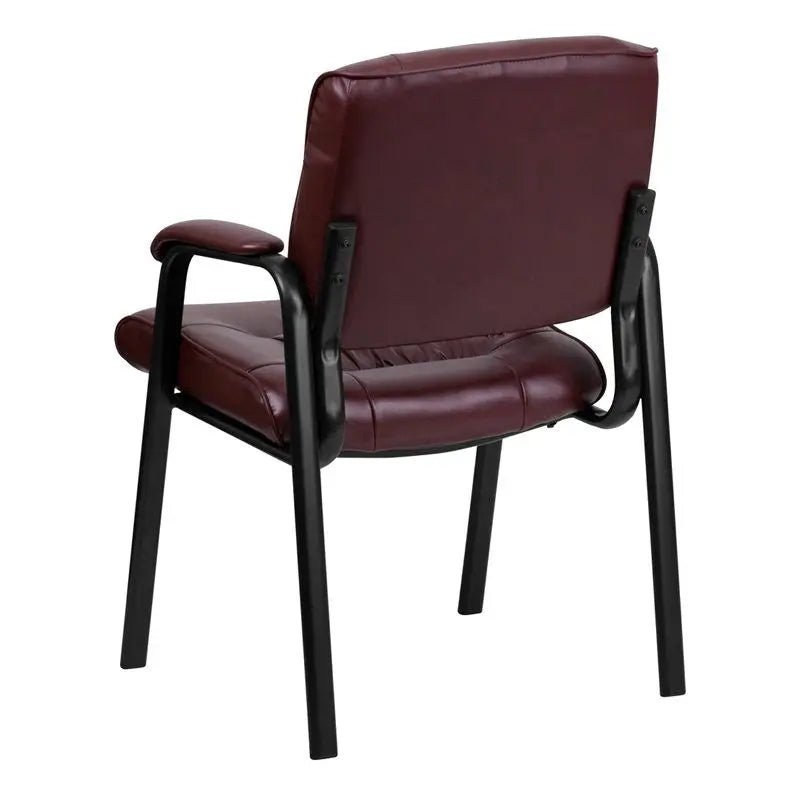 Silkeborg Burgundy Leather Executive Side Reception/Guest Chair w/Black Frame iHome Studio