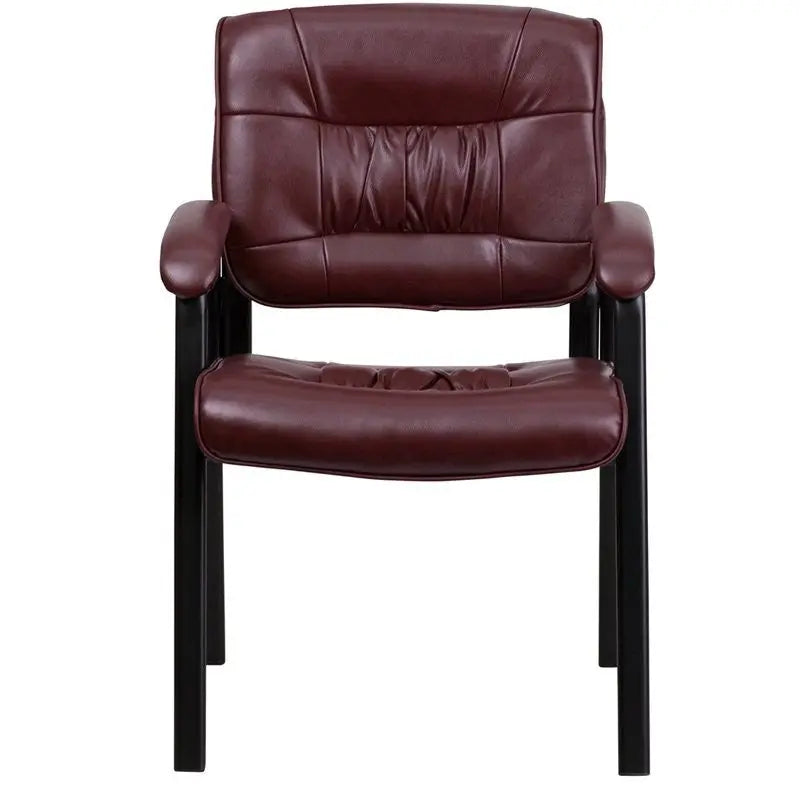 Silkeborg Burgundy Leather Executive Side Reception/Guest Chair w/Black Frame iHome Studio