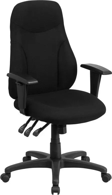 Silkeborg High-Back Black Fabric Ergonomic Swivel Home/Office Task Chair w/Arms iHome Studio