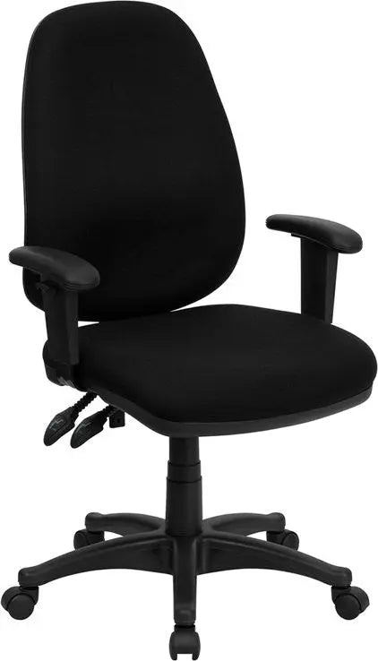 Silkeborg High-Back Black Fabric Executive Swivel Chair w/Adj Arms iHome Studio