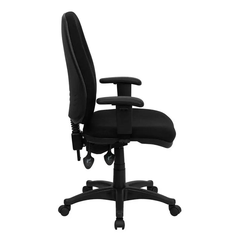 Silkeborg High-Back Black Fabric Executive Swivel Chair w/Adj Arms iHome Studio