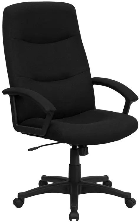 Silkeborg High-Back Black Fabric Executive Swivel Chair w/Arms iHome Studio