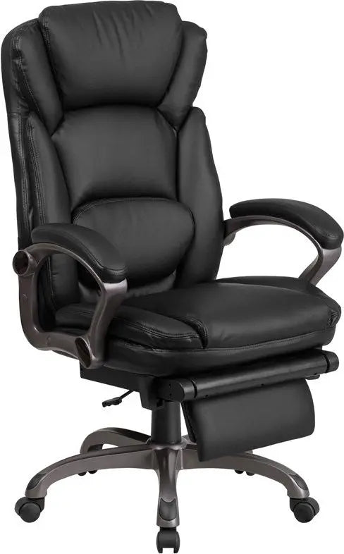 Silkeborg High-Back Black Leather Executive Reclining Swivel Chair w/Arms iHome Studio