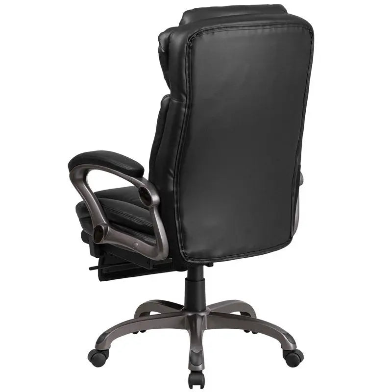 Silkeborg High-Back Black Leather Executive Reclining Swivel Chair w/Arms iHome Studio