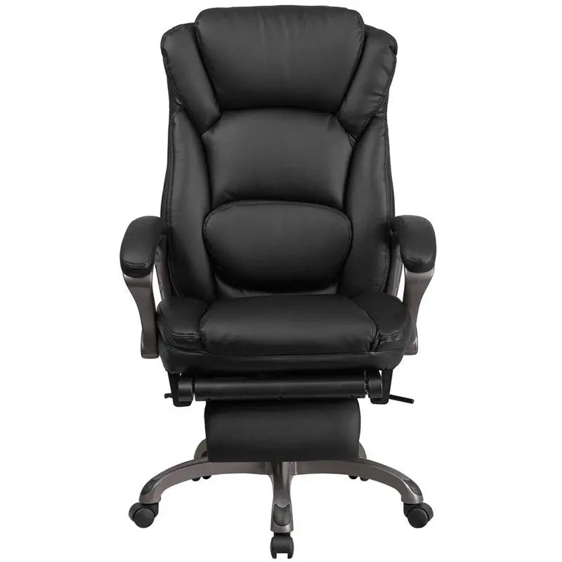 Silkeborg High-Back Black Leather Executive Reclining Swivel Chair w/Arms iHome Studio