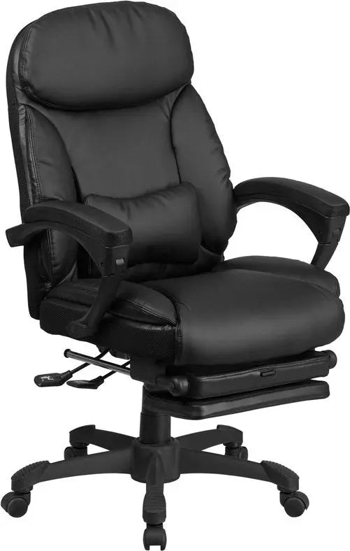 Silkeborg High-Back Black Leather Executive Reclining Swivel Chair, Paddle, Arms iHome Studio