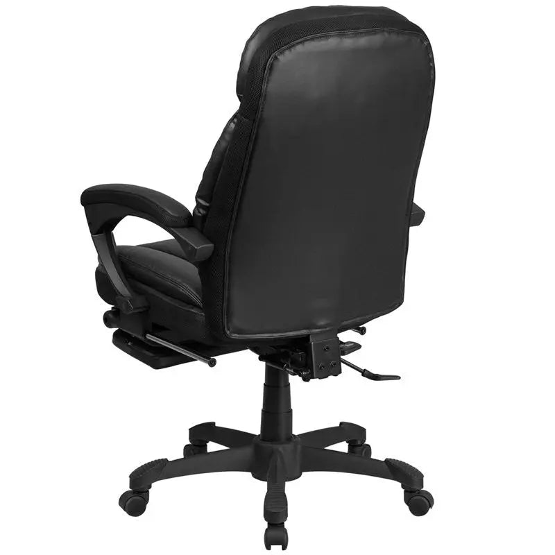 Silkeborg High-Back Black Leather Executive Reclining Swivel Chair, Paddle, Arms iHome Studio