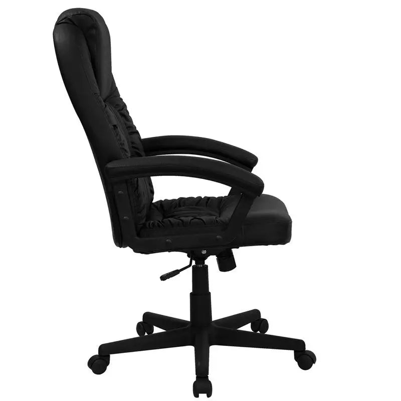 Silkeborg High-Back Black Leather Executive Swivel Chair w/Arms & Tilt Tension iHome Studio