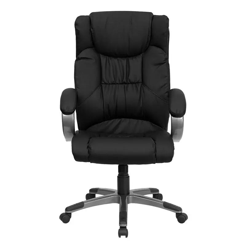 Silkeborg High-Back Black Leather Executive Swivel Chair w/Arms iHome Studio