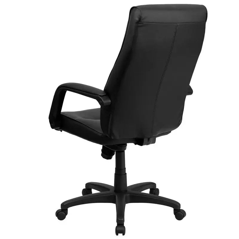 Silkeborg High-Back Black Leather Executive Swivel Chair w/Foam Padding, Arms iHome Studio