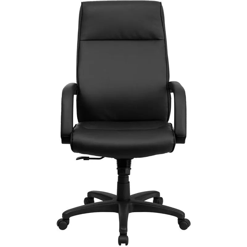 Silkeborg High-Back Black Leather Executive Swivel Chair w/Foam Padding, Arms iHome Studio