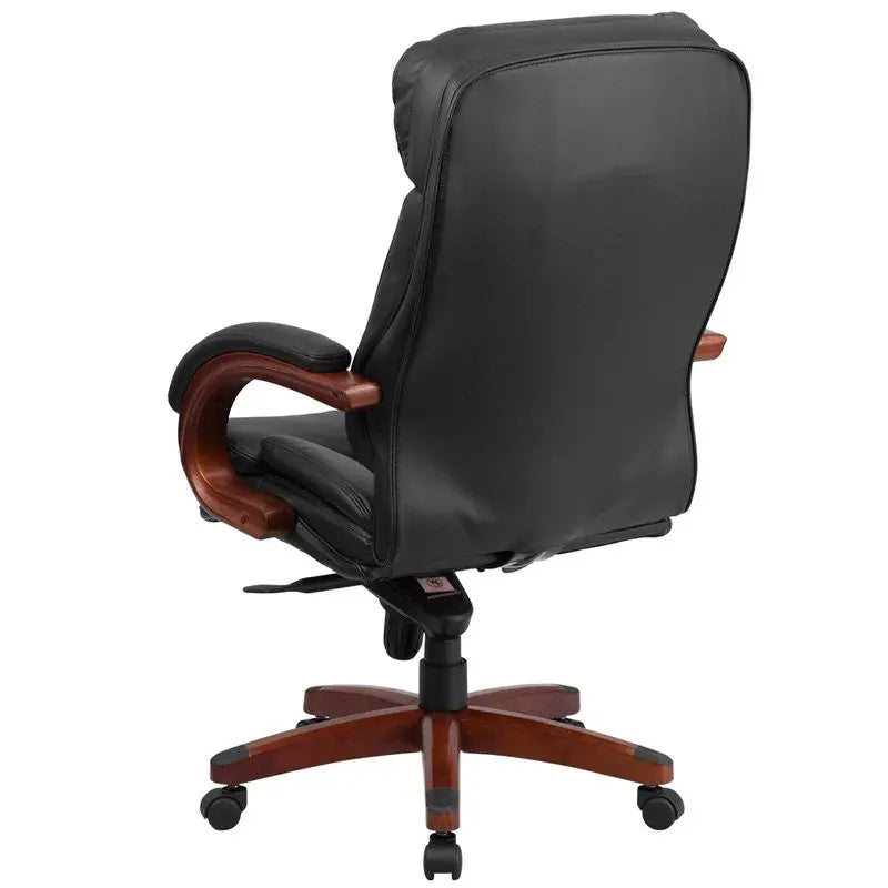 Silkeborg High-Back Black Leather Executive Swivel Chair w/Height Adj, Arms iHome Studio